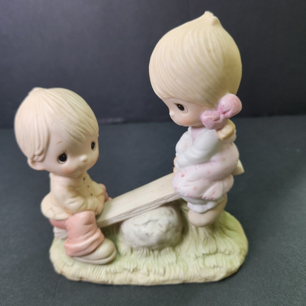 1977 Precious Moments "Love Lifted Me" Figurine with Pink Accents